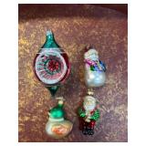 Four Hand-Painted Glass Ornaments