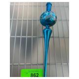 Blue Glass Tree Topper with Snowflake Design