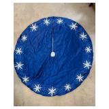 Blue Tree Skirt With Snowflake Embroidery