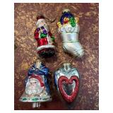 Four Hand-Painted Glass Ornaments