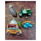 Five Glass Christmas Ornaments