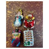 Four Handpainted Glass Christmas Ornaments