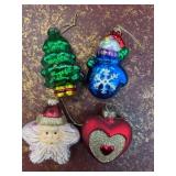 4 Glass Holiday Ornaments