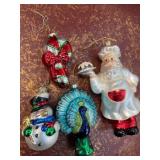 Five Glass Christmas Ornaments