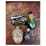 Four Hand-Painted Glass Ornaments