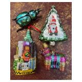 Four Glass Christmas Ornaments