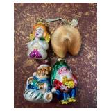 Four Hand-Painted Glass Ornaments