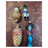 Four Hand-Blown Glass Ornaments