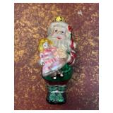 Hand-Painted Santa Glass Ornament