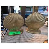 Brass Shell-Form Bookends