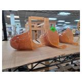 Three Amber Art Glass Sculptures