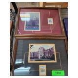 Framed College Photos With Postage Stamps