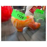 Glass Shoe in Swirled Orange and Yellow Pattern