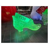 Green Glass Shoe with Pat. Oct. 13, 1885