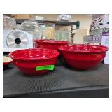 Red Emile Henry Ceramic Mixing Bowls