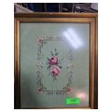 Framed Floral Needlepoint Artwork