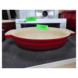 Red Le Creuset Oval Baking Dish