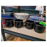 Enamelware Cups and Colanders