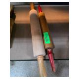 Wooden Rolling Pins with Red and Natural Handles