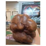 Hand-Carved Wooden Sculpture Depicting a Seated Fi