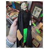 Porcelain-Head Doll with Black Fabric Dress