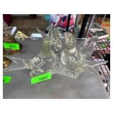Clear Glass Lovebirds Figurine on Base