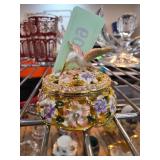 Decorative Floral Trinket Box with Hummingbird