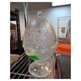 LE Smith Iridescent Glass Egg-Shaped Covered Dish