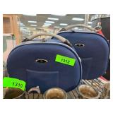 Two Blue Vanity Cases with Electric Lunchbox