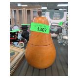 Handcrafted Wooden Pear-Shaped Container
