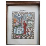 Framed January Themed Illustration Print