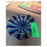 Murano-Style Art Glass Dish with Metallic Accents