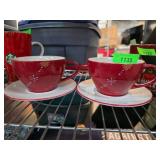 Starbucks Red Holiday Cups and Saucers (Pair)