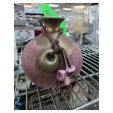 Speckled Ceramic Vase with Decorative Accents