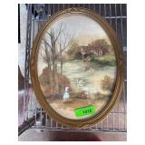 Oval Framed Landscape Wall Art