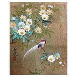 Asian-Inspired Artwork With Bird and Floral Design