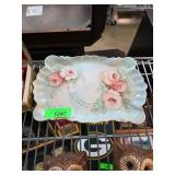 Decorative Porcelain Tray with Pink Roses