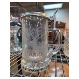 Glass Beer Stein With Metal Lid and Stag Design
