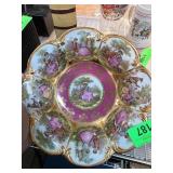 German Porcelain Serving Bowl with Gold Trim