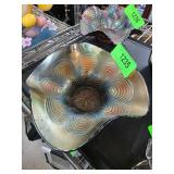 Iridescent Glass Bowl with Floral Pattern