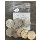 10 Eisenhower Dollar Coins