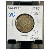 Sweden 1967 1 Krona Silver Coin