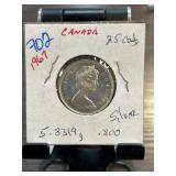 1967 Canada 25 Cents Silver Coin