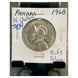 1968 Panama Medio Balboa Silver Coin