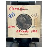 1968 Canadian 25-Cent Coin