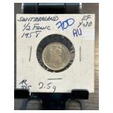 1958 Switzerland 1/2 Franc Coin in Holder