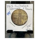 1963 Switzerland 5 Francs Specimen Coin