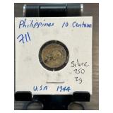 1944 Philippines 10 Centavos Coin