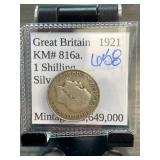 1921 Great Britain 1 Shilling Silver Coin