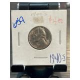 1940-S Jefferson Nickel in Display Holder
